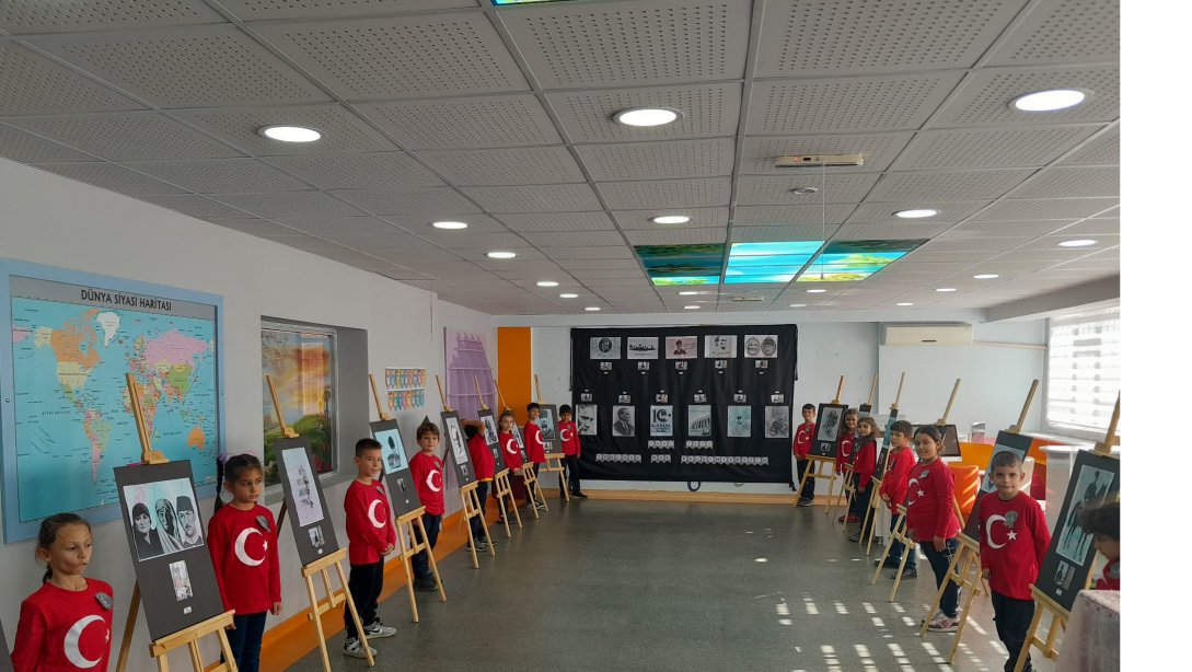 İlçemiz Ahmet Tulun Himam İlkokulu, '10 Kasım Atatürk'ü Anma' günü anısına 'Ebru ve Resim' sergisi düzenledi